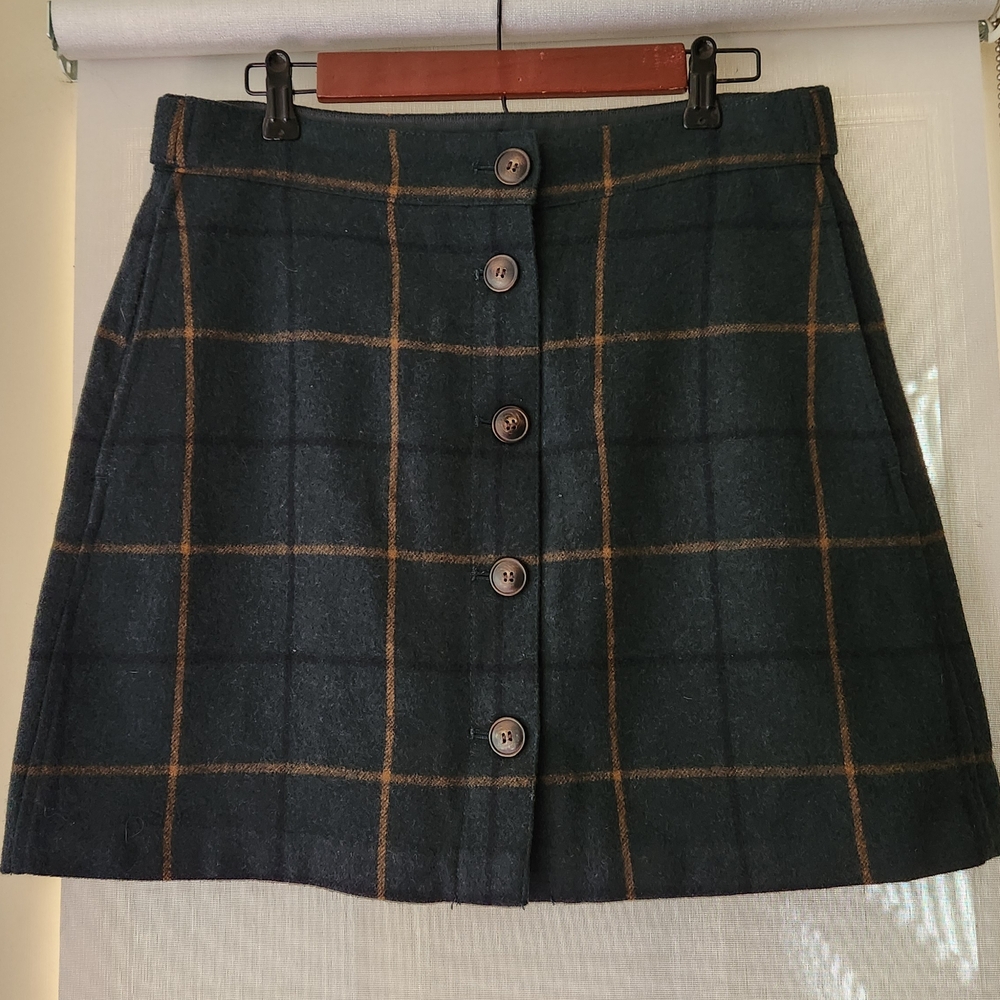 Madewell Plaid Mini Skirt - Dark Green and Brown